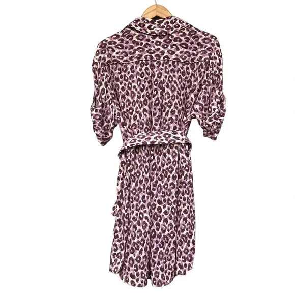 Zimmerman Super Eight Safari Leopard Print Silk Shirt Dress Belted Size 2 - Picture 4 of 6